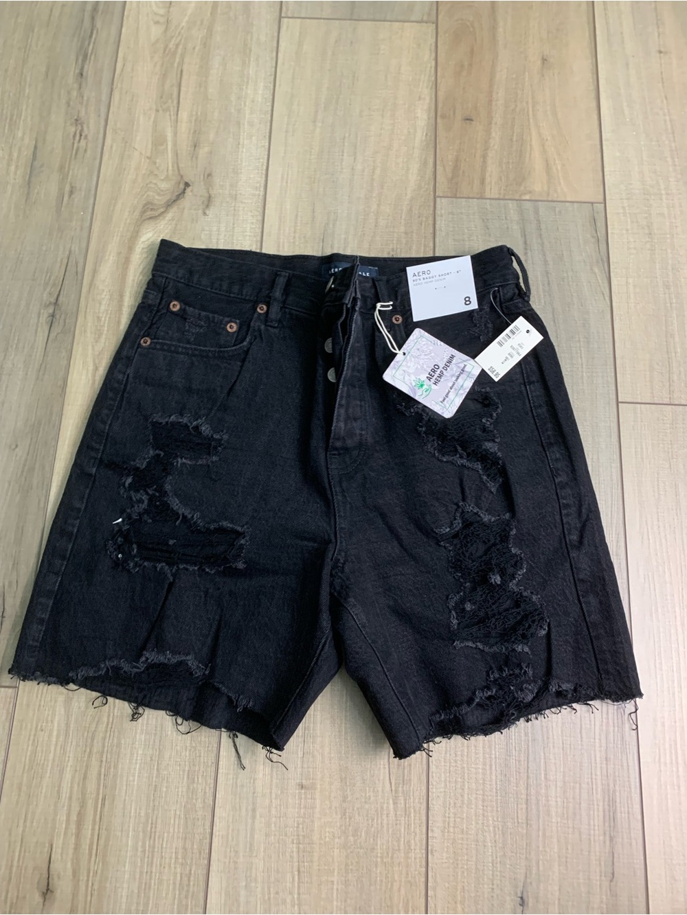 Aeropostale Black 90's Baggy Hemp Denim Shorts